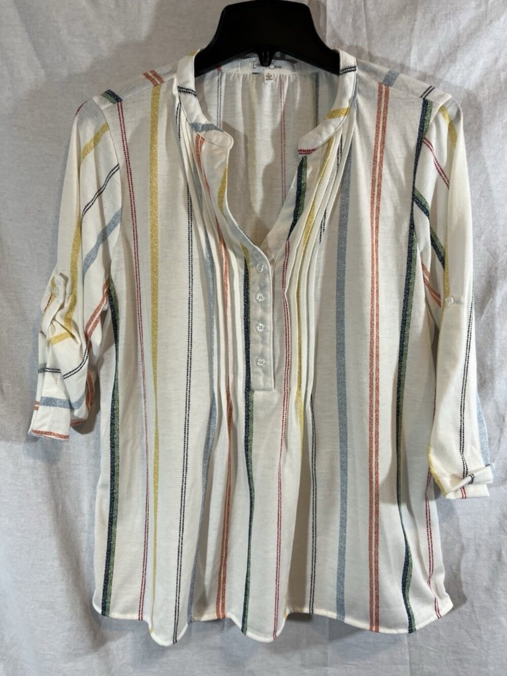 Eden & Olivia Women’s Large White Striped Blouse